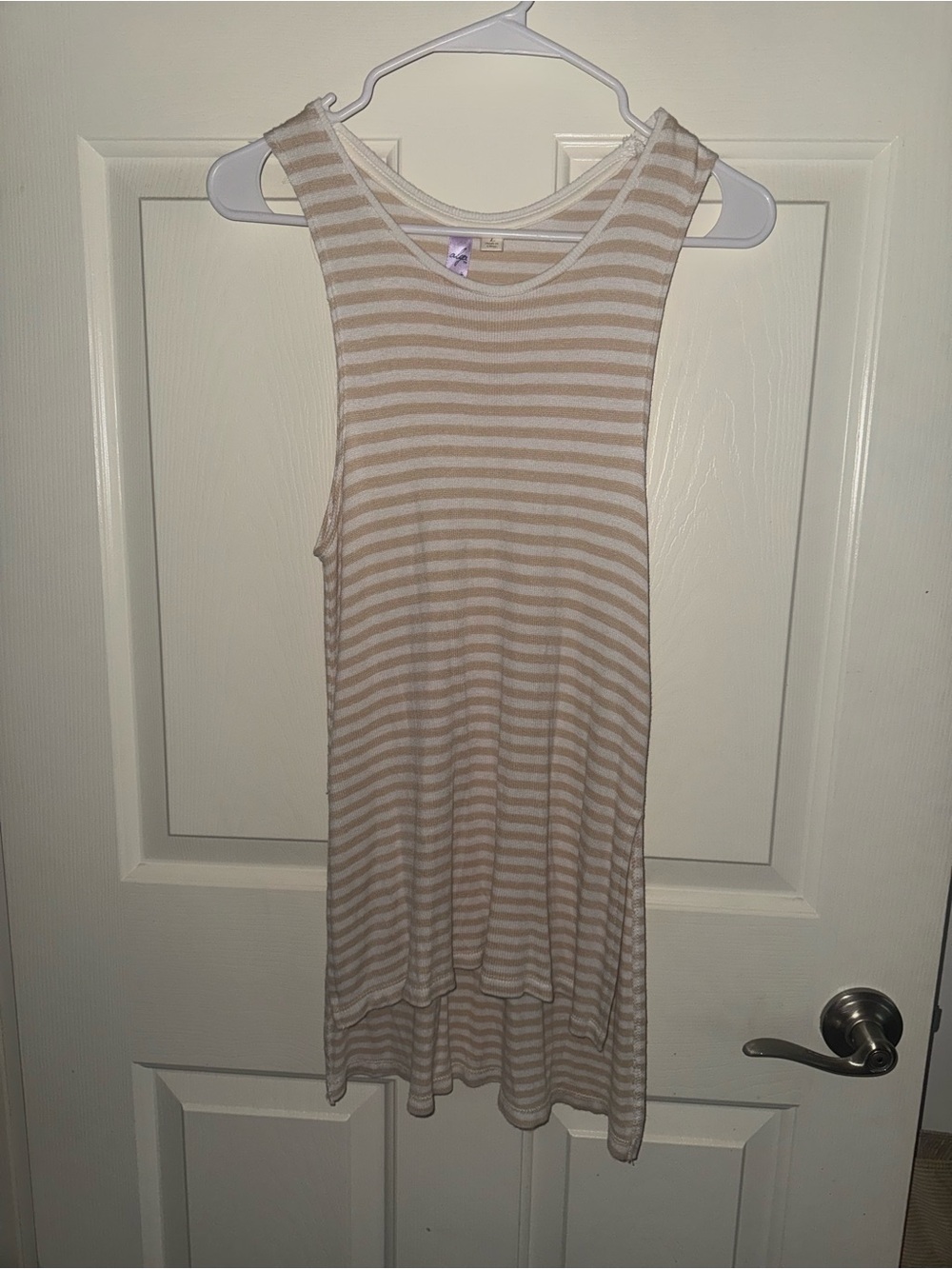 Alya Cream and White Striped Sleeveless Tank